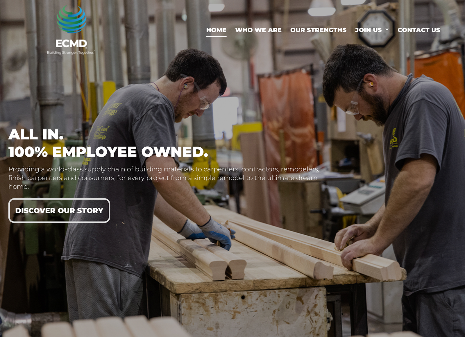 Pages from the ECMD website redesign, showing product and category layouts